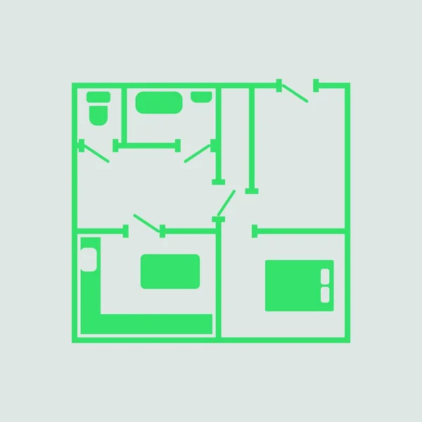 Ícone Plano Apartamentos Fundo Cinza Com Verde Ilustração Vetorial — Vetor de Stock