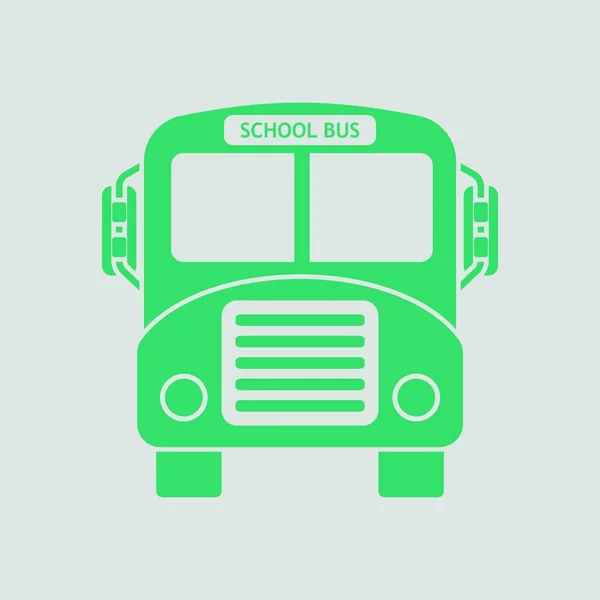 Schoolbus Pictogram Grijze Achtergrond Met Groene Vectorillustratie — Stockvector