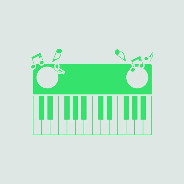 Piyano Klavye Simgesini Yeşil Gri Arka Plan Vektör Çizim — Stok Vektör