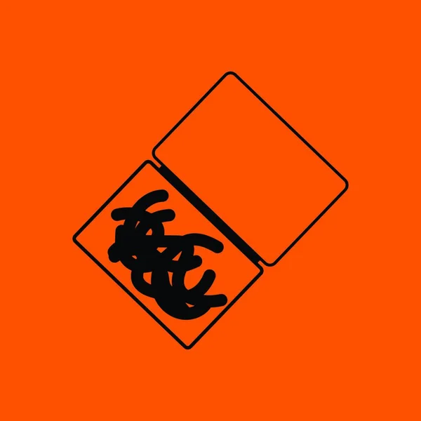 Ikoon Van Wormcontainer Oranje Achtergrond Met Zwart Vectorillustratie — Stockvector