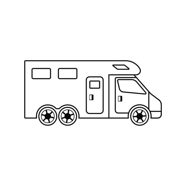 Ícone Camping Carro Caravana Família Design Linha Fina Ilustração Vetorial —  Vetores de Stock