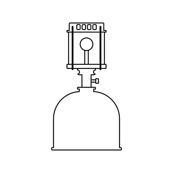 Icono Lámpara Camping Quemador Gas Diseño Línea Delgada Ilustración Vectorial — Vector de stock