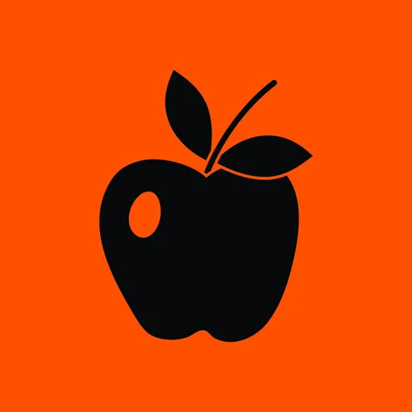 Icône Apple Fond Orange Avec Noir Illustration Vectorielle — Image vectorielle