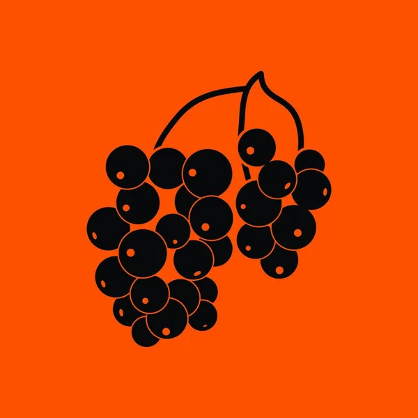 Icono Grosella Negra Fondo Naranja Con Negro Ilustración Vectorial — Archivo Imágenes Vectoriales