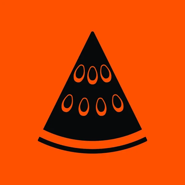Icono Sandía Fondo Naranja Con Negro Ilustración Vectorial — Vector de stock