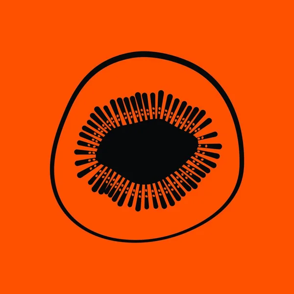 Icône Kiwi Fond Orange Avec Noir Illustration Vectorielle — Image vectorielle