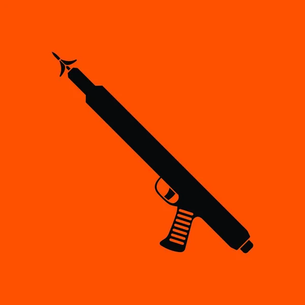 钓鱼鱼枪的图标 与黑色的橙色背景 矢量图 — 图库矢量图片