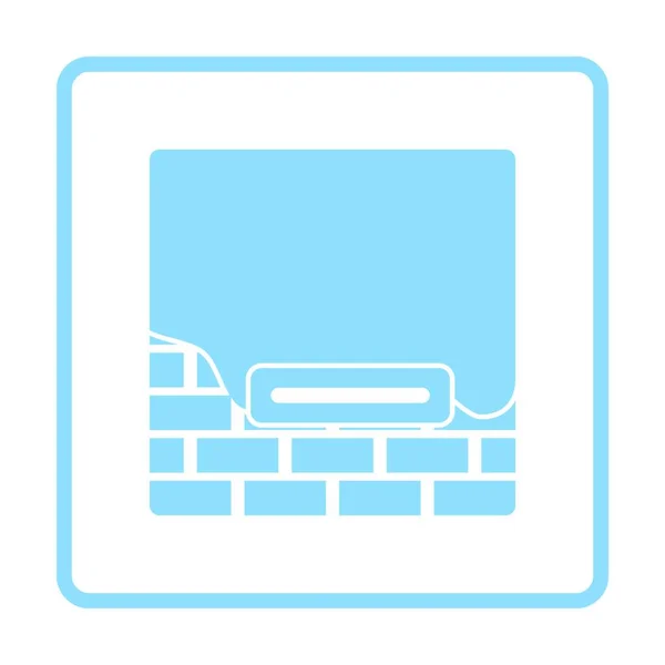 Icon Plastered Brick Wall Blue Frame Design Vector Illustration — Stock Vector