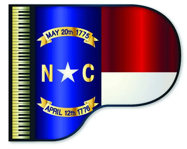 Bandera Del Estado Carolina Del Norte Enarboló Piano Negro Tradicional — Vector de stock