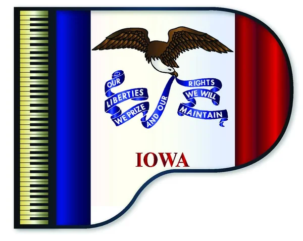 Bandera Del Estado Iowa Enarbolada Piano Negro Tradicional — Vector de stock