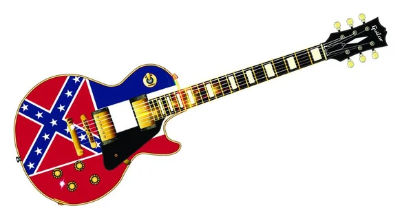 Die Definitive Rock Roll Gitarre Mit Der Mississippi Flagge Auf — Stockvektor