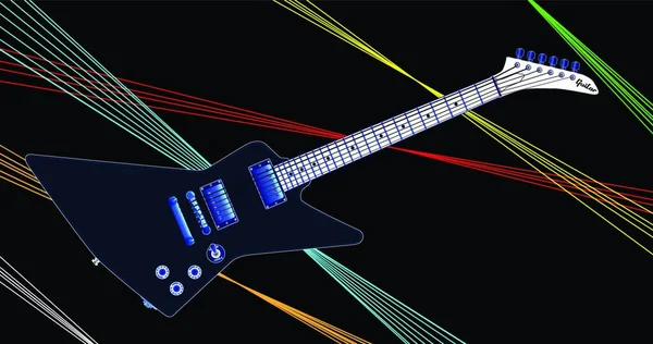 Nowoczesny Wygląd Gitara Elektryczna Izolowane Ciemnym Tle Wiązki Lazer — Wektor stockowy