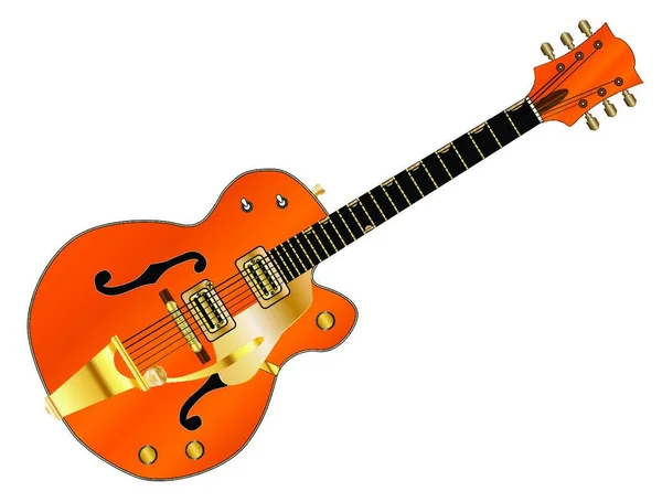 Typical Country Western Guitar Orange White Background - Stok Vektor