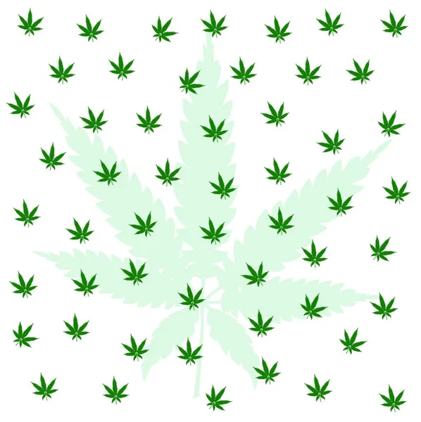 Cannabis Leaf Background One Large Faded — Stock Vector