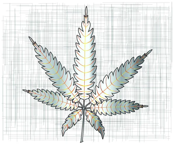Uma Folha Cannabis Isolada Sobre Fundo Branco — Vetor de Stock