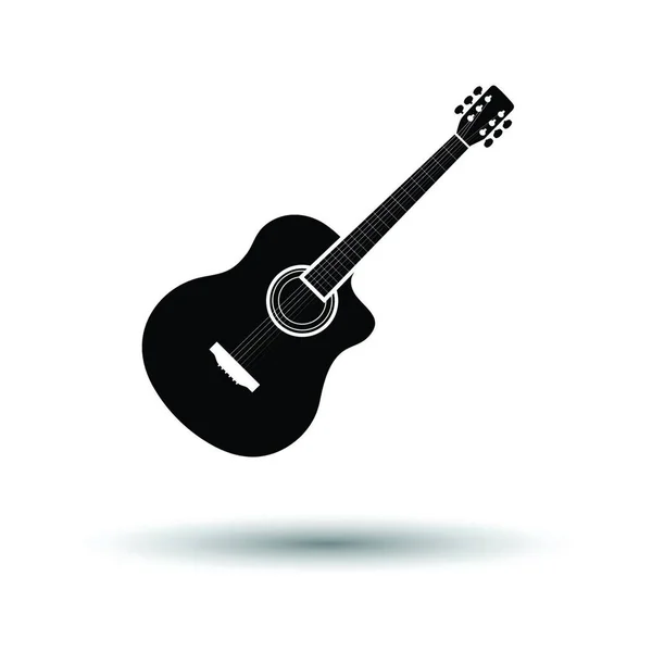 Pictogram Voor Akoestische Gitaar Witte Achtergrond Met Schaduw Ontwerp Vectorillustratie — Stockvector