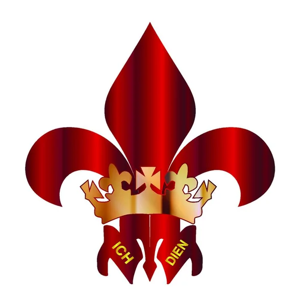 Símbolo Tradicional Fleur Lis Tres Plumas Las Plumas Del Príncipe — Vector de stock