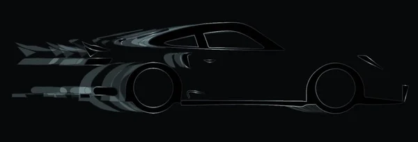 Ein Schnelles Auto Silhouette Mit Geschwindigkeitsunschärfe Über Schwarz — Stockvektor
