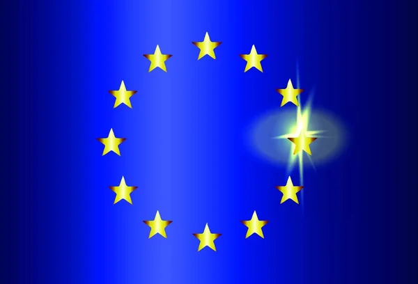 Europeiska Unionens Flagga Med Blå Bakgrund Och Gula Stjärnor Med — Stock vektor