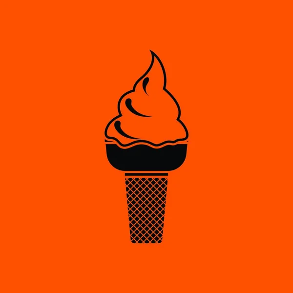 アイスクリームのアイコン 黒のオレンジの背景 ベクターイラスト — ストックベクタ