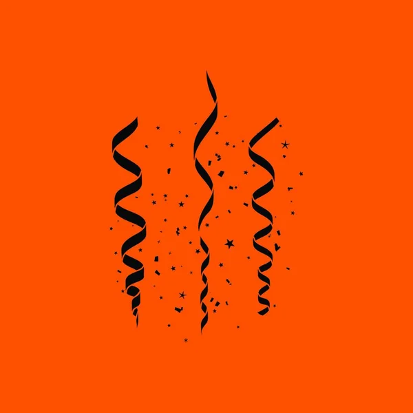 Icona Della Festa Serpentina Sfondo Arancione Con Nero Illustrazione Vettoriale — Vettoriale Stock