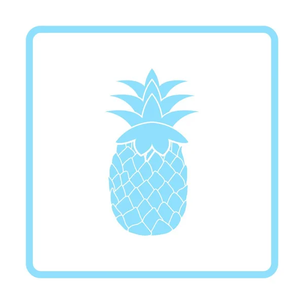 Icono Piña Diseño Marco Azul Ilustración Vectorial — Vector de stock