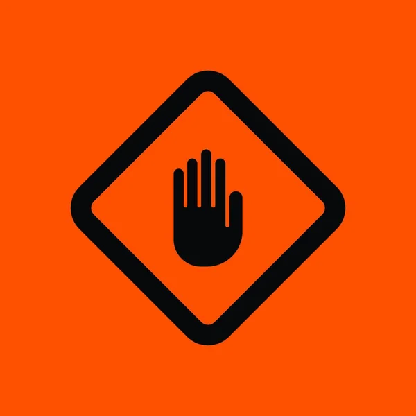 Ikoon Van Warning Hand Oranje Achtergrond Met Zwart Vectorillustratie — Stockvector