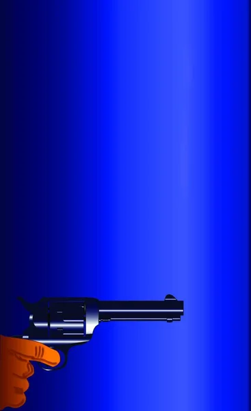 Una Pistola Fumante Impostato Uno Sfondo Blu Scuro — Vettoriale Stock