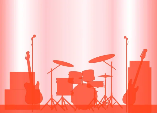 舞台上一个摇滚乐队设备的轮廓 — 图库矢量图片