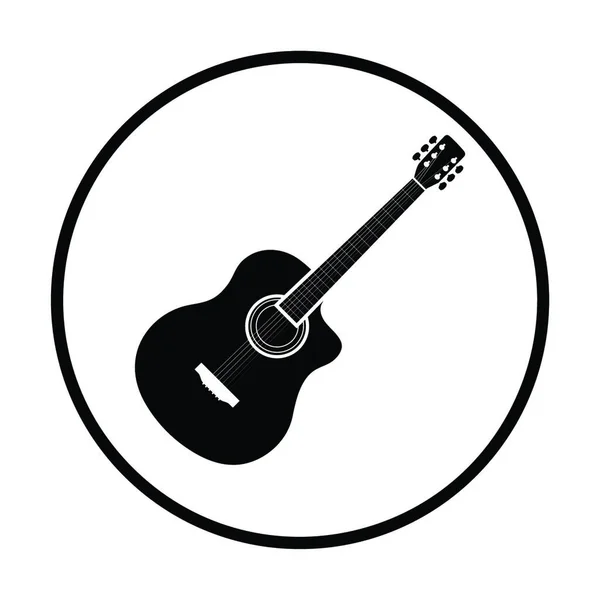 Akustische Gitarren Ikone Dünne Kreisform Vektorillustration — Stockvektor