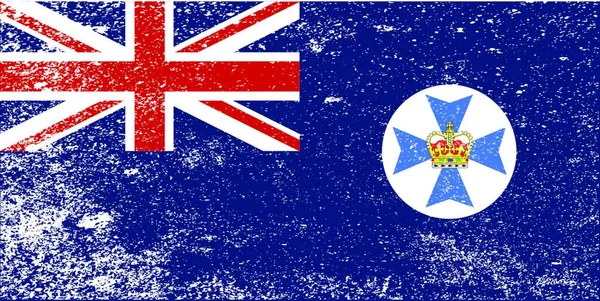 Bandera Del Estado Australiano Queensland Con Grunge — Vector de stock