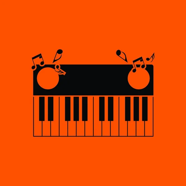 Піаніно Значок Клавіатури Помаранчевий Фон Чорним Векторні Ілюстрації — стоковий вектор