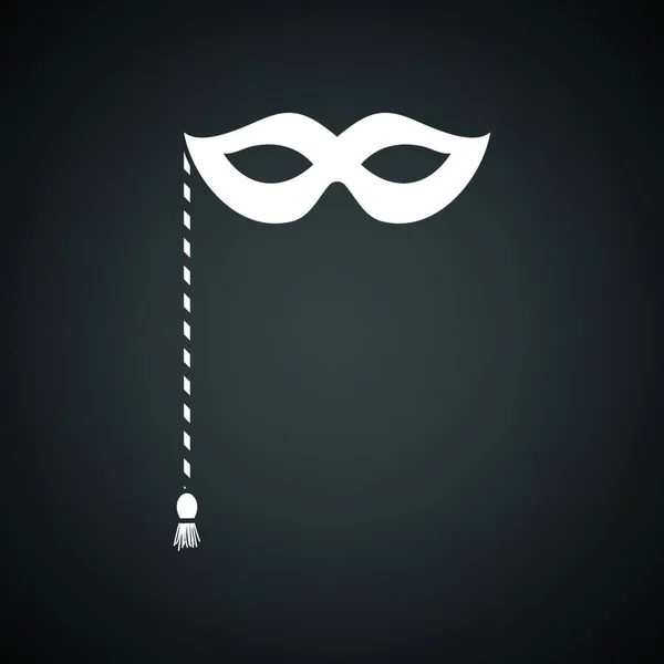 Fête Icône Masque Carnaval Fond Noir Avec Blanc Illustration Vectorielle — Image vectorielle