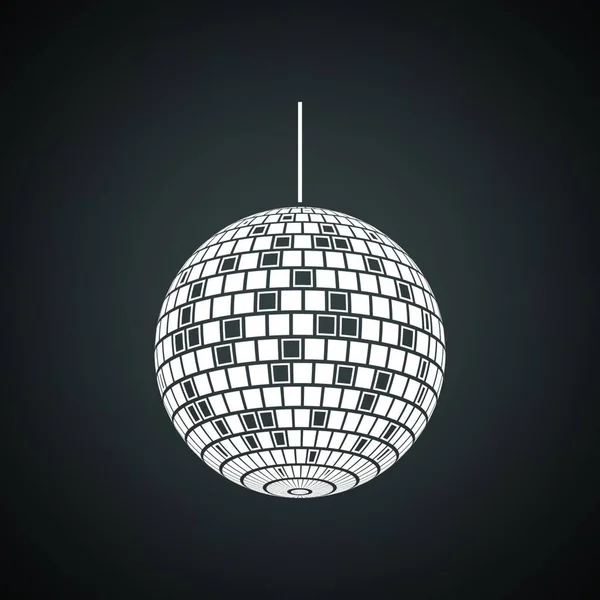 Fiesta Disco Esfera Icono Fondo Negro Con Blanco Ilustración Vectorial — Archivo Imágenes Vectoriales