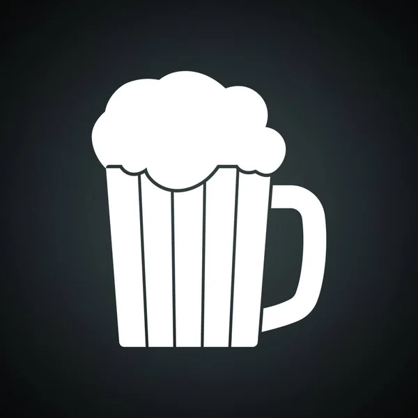 Caneca Ícone Cerveja Fundo Preto Com Branco Ilustração Vetorial —  Vetores de Stock