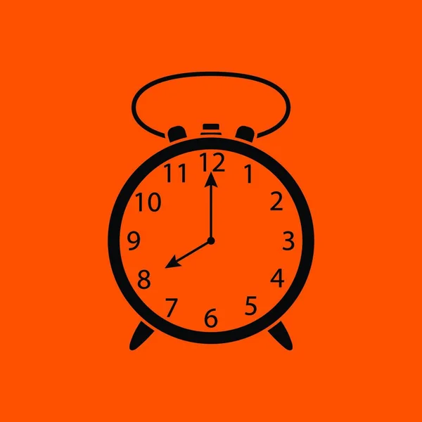 目覚まし時計のアイコン 黒のオレンジの背景 ベクターイラスト — ストックベクタ