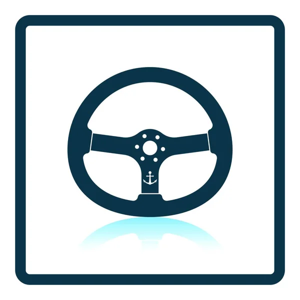 Icon Steering Wheel Gray Background Shadow Shadow Reflection Design Vector — Stock Vector