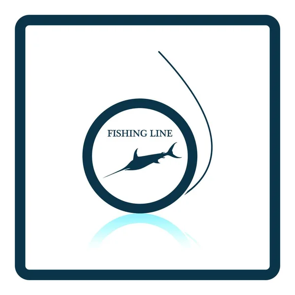 Icono Línea Pesca Sobre Fondo Gris Sombra Redonda Diseño Reflejo — Vector de stock