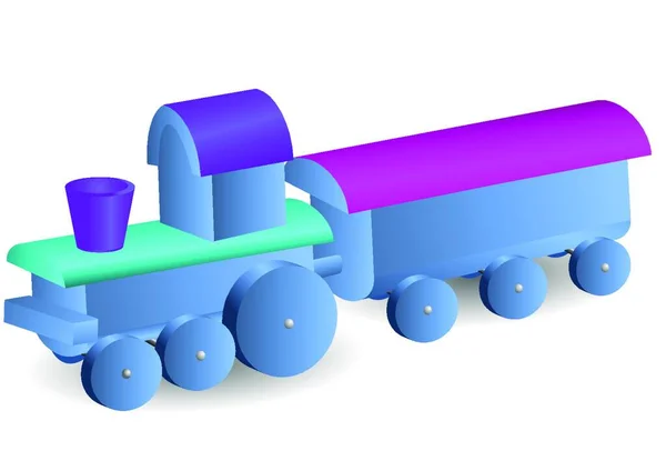 Lokomotywa Dziecięca Wagonem Izolowanym Białym — Wektor stockowy