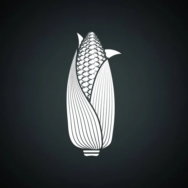 玉米图标 黑色与白色的背景 矢量图 — 图库矢量图片
