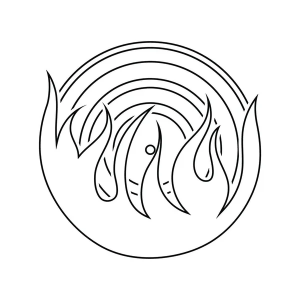Icône Flamme Vinyle Conception Ligne Mince Illustration Vectorielle — Image vectorielle