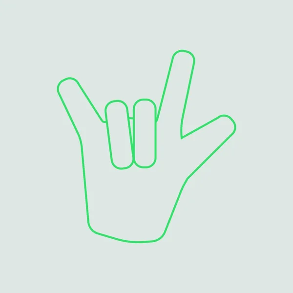 Rocková Ikona Ruky Šedé Pozadí Zelenou Barvou Vektorové Ilustrace — Stockový vektor