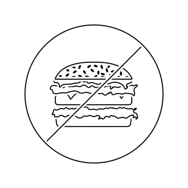 禁止ハンバーガーのアイコン 細い線のデザイン ベクトル図 — ストックベクタ