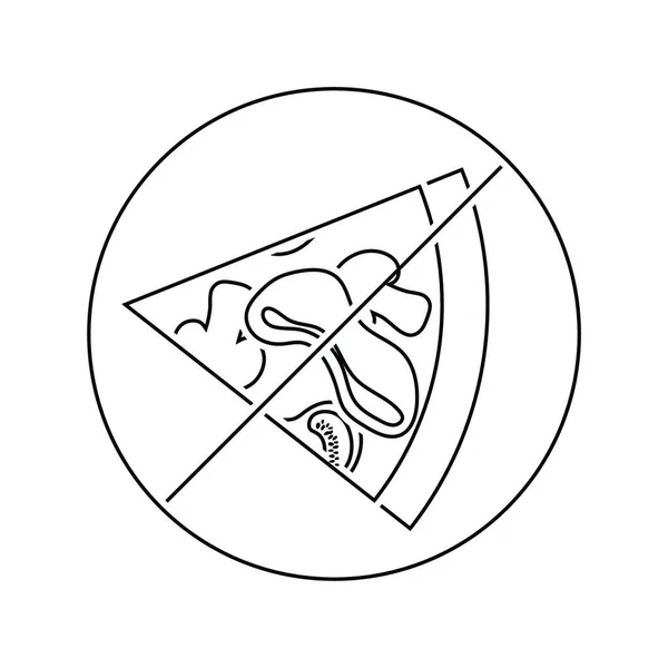 Yasak Pizza Simgesi Nce Çizgili Tema Vektör Çizim — Stok Vektör