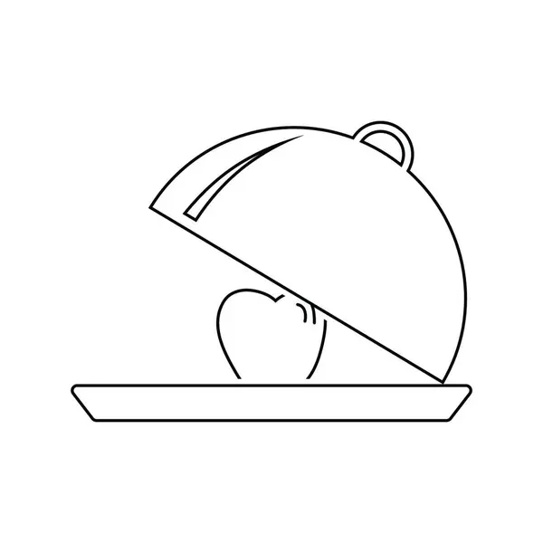 Icono Apple Dentro Cloche Diseño Línea Delgada Ilustración Vectorial — Vector de stock