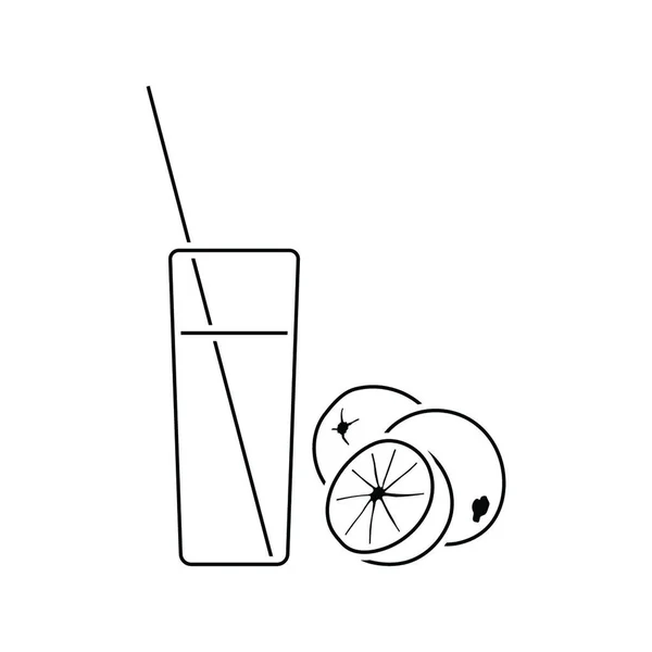 Icono Vaso Jugo Naranja Diseño Línea Delgada Ilustración Vectorial — Archivo Imágenes Vectoriales