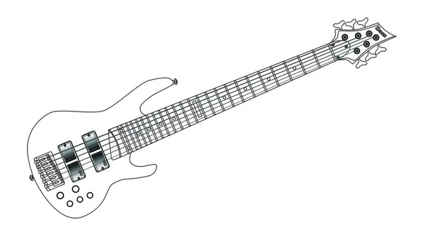 Generic Six String Wooden Body Bass Guitar — Stock Vector