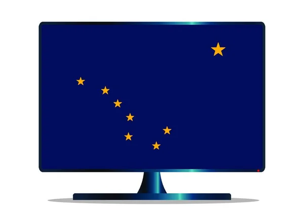 Computer Screen Alaska State Flag — Stock Vector