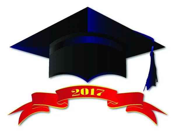 Eine Uni Mütze Mit Einem Banner Mit Der Aufschrift 2017 — Stockvektor