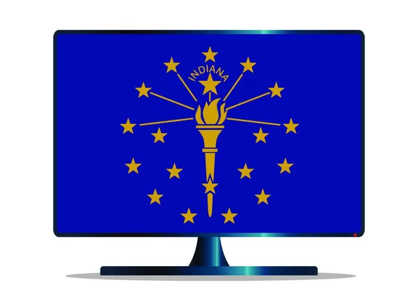 Nebo Počítačová Obrazovka Vlajkou Státu Indiana — Stockový vektor